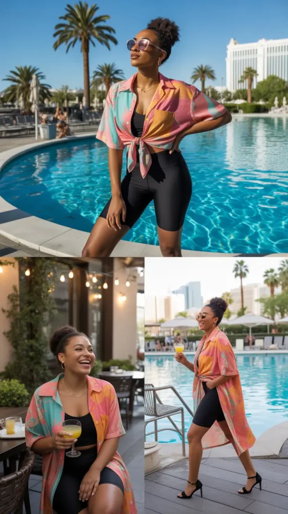 Bike Shorts With Oversized Button-Down