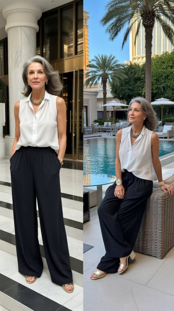 Palazzo Pants with a Fitted Top