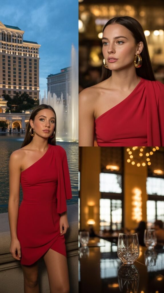 Asymmetrical Dress with Statement Earrings