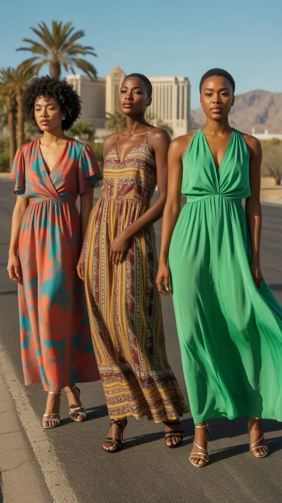  Flowy Maxi Dress With Sandals