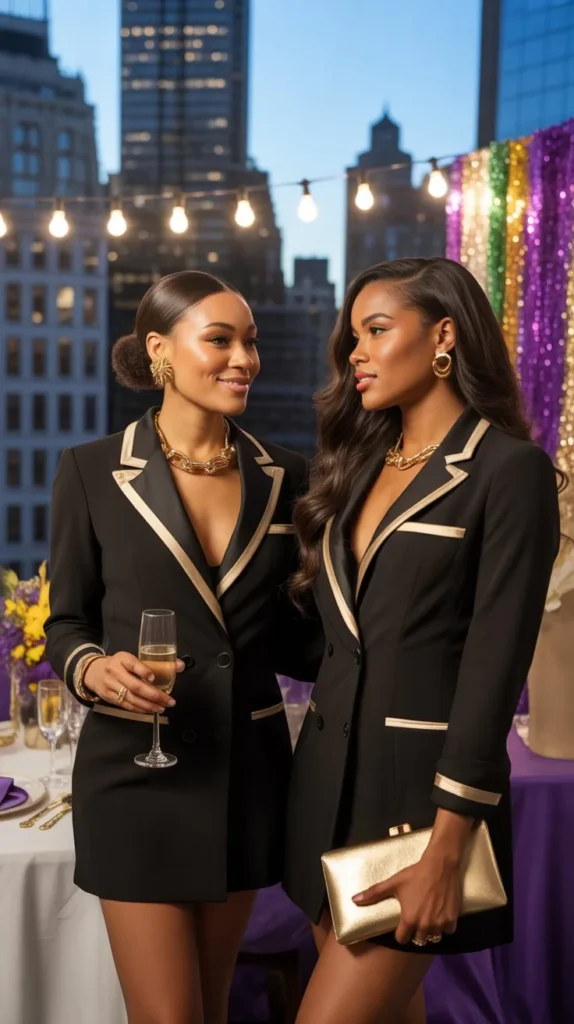  Black & Gold Blazer Dress