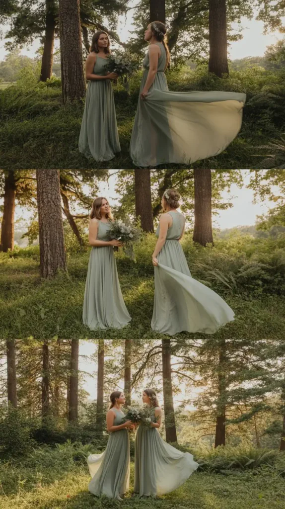 Sage Green Chiffon Maxi Dresses