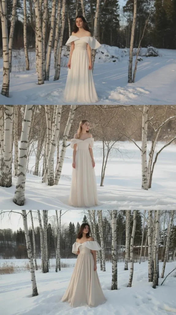 Ivory and Cream Off-Shoulder Gowns