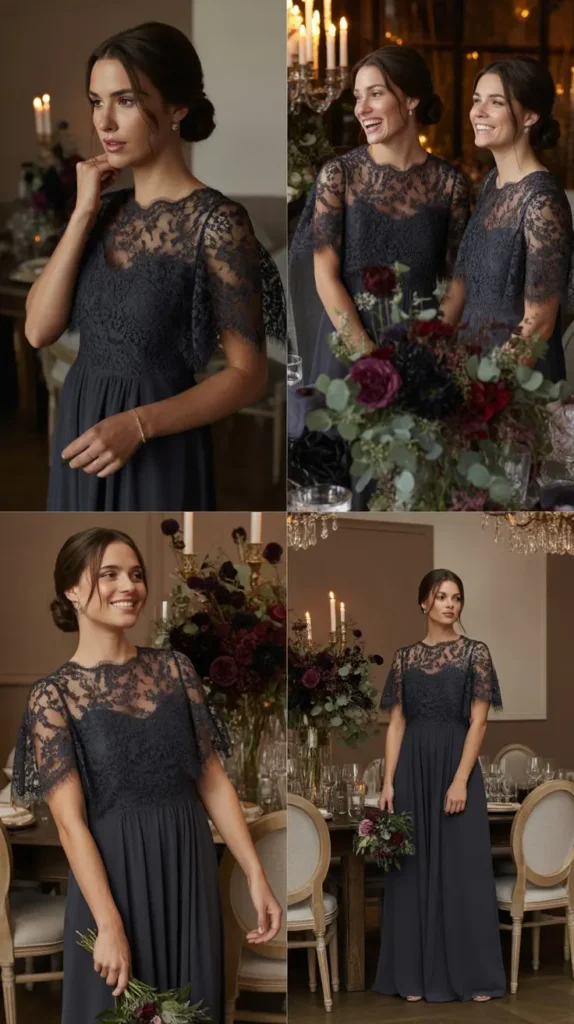 Midnight Black Lace Overlay Dresses