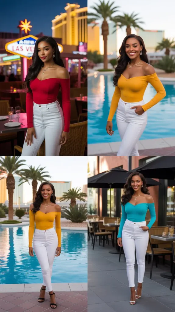 Off-Shoulder Top With White Jeans