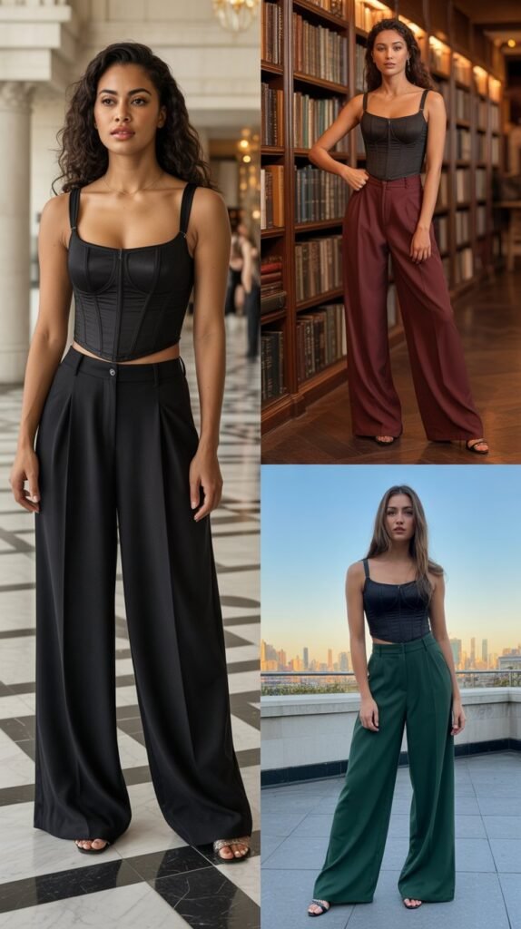  Wide-Leg Palazzo Pants With Corset Top