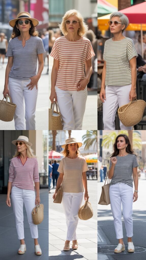 Striped Top With White Jeans