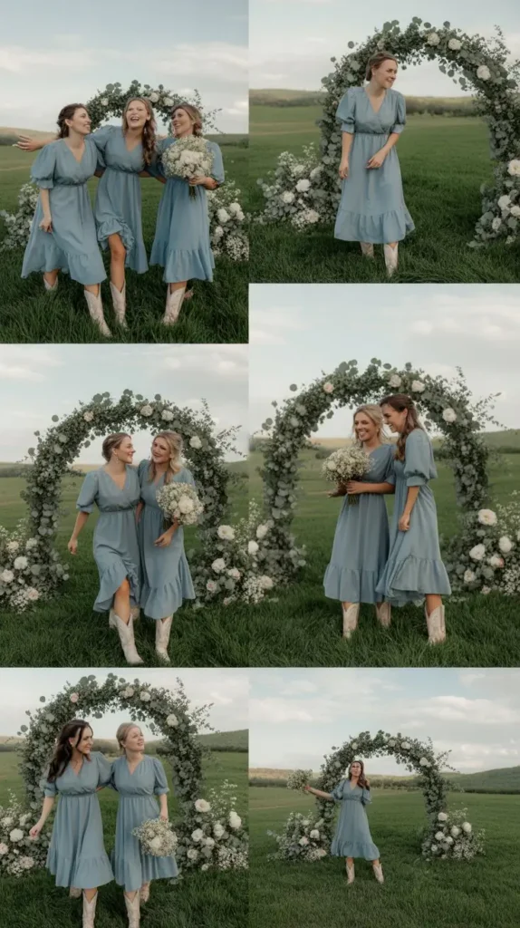 Dusty Blue Ruffled Bridesmaid Dresses