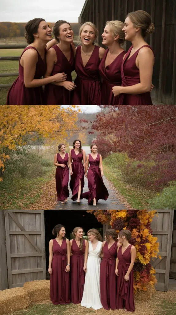 Wine Wrap Dresses for Bridesmaids