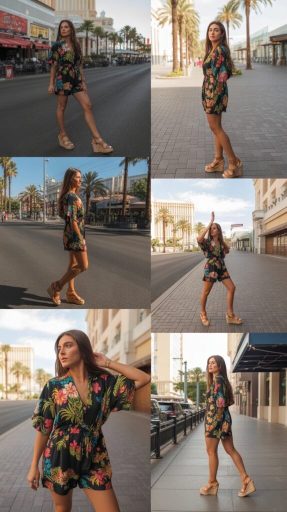 Romper With Wedge Sandals