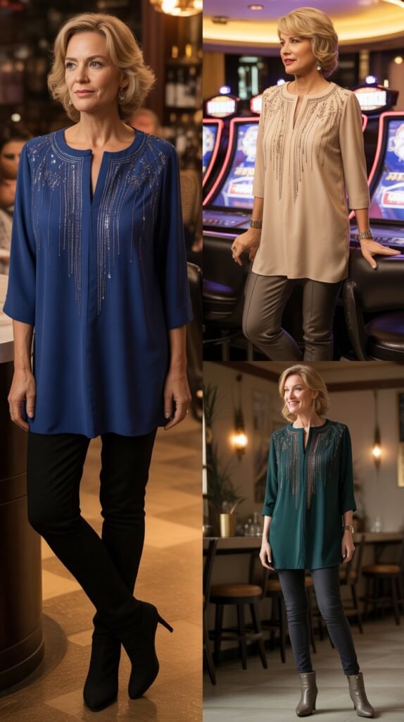  Embellished Tunic Over Skinny Pants