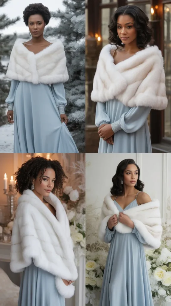 Light Blue Bridesmaid Dresses for Winter Weddings