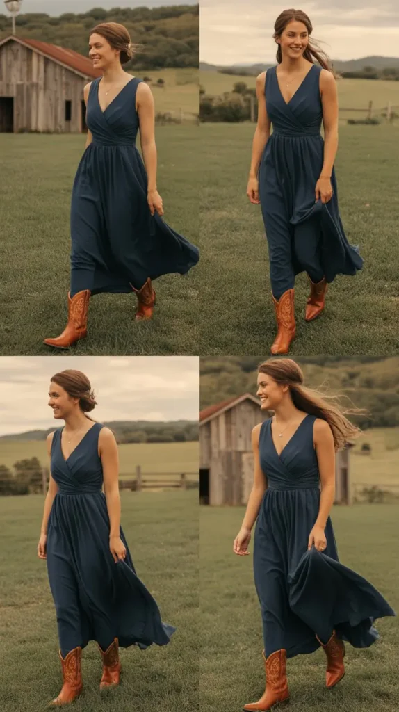 Navy Blue Flowy Maxi Dresses