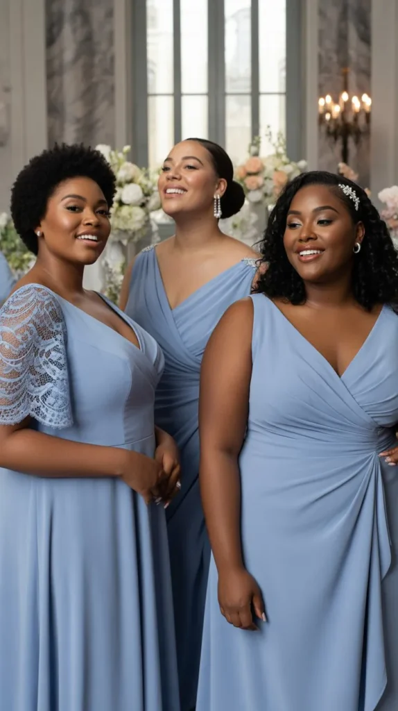 Light Blue Bridesmaid Dresses for Plus-Size Black Women