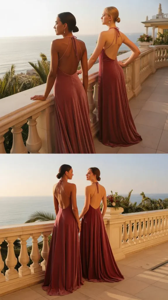 Halter Neck Backless Gown