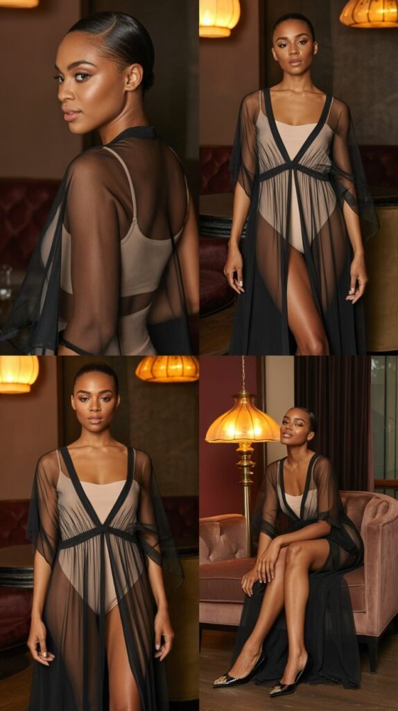 Sheer Overlay Dress With Slip Underneath