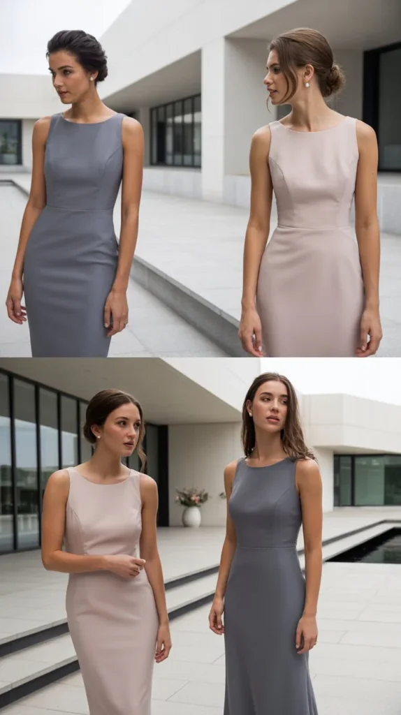 Fitted Crepe Column Dress