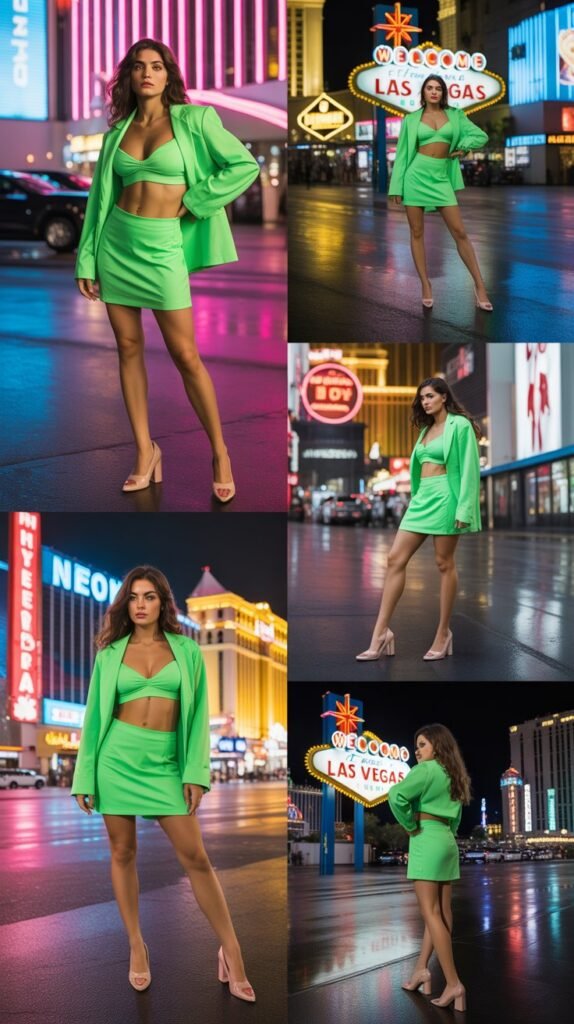 Neon Co-Ord Set With Block Heels