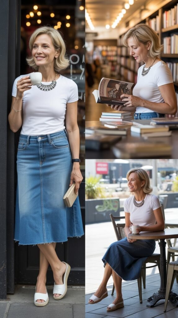 A-Line Skirt with a Fitted Tee