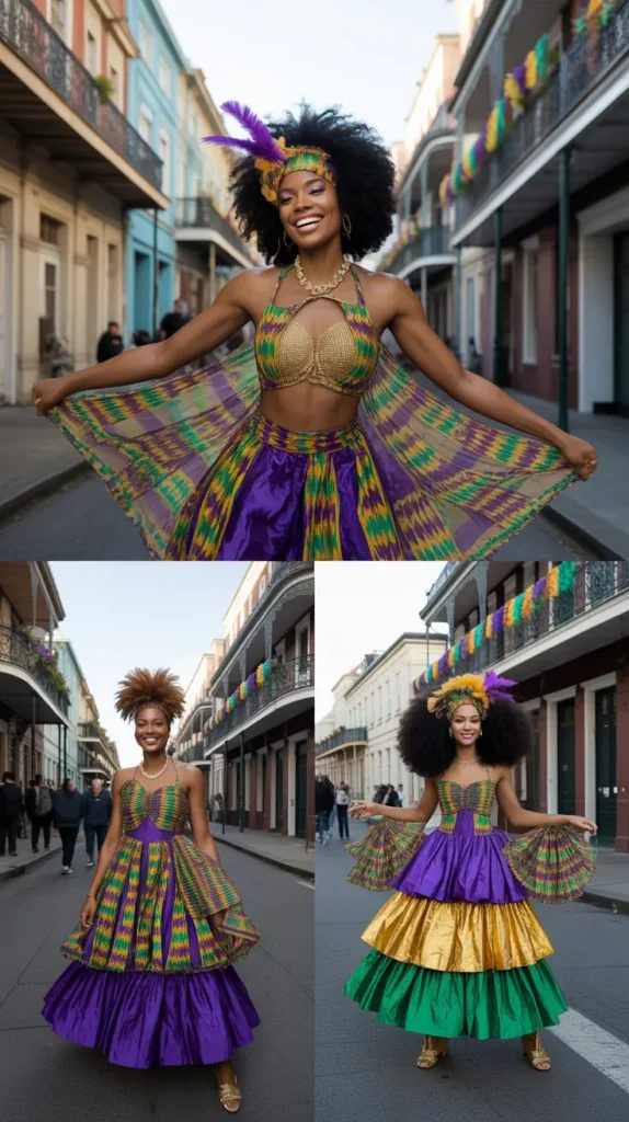 Afrocentric Mardi Gras Fusion: Kente-Inspired Cold Weather Looks