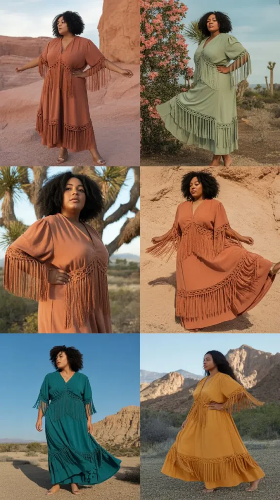 Boho Maxi Dress with Fringe Details