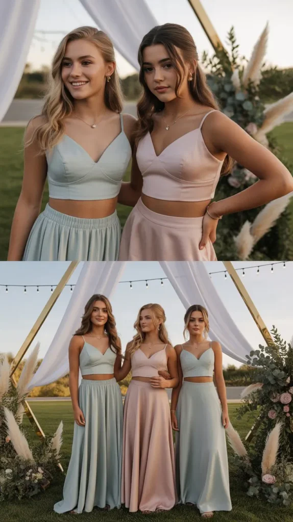 Two-Piece Crop Top and Skirt Set