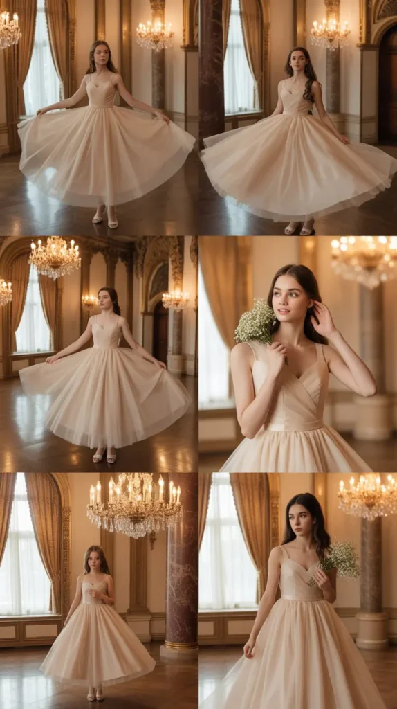 Tulle Skirt Champagne Bridesmaid Dress