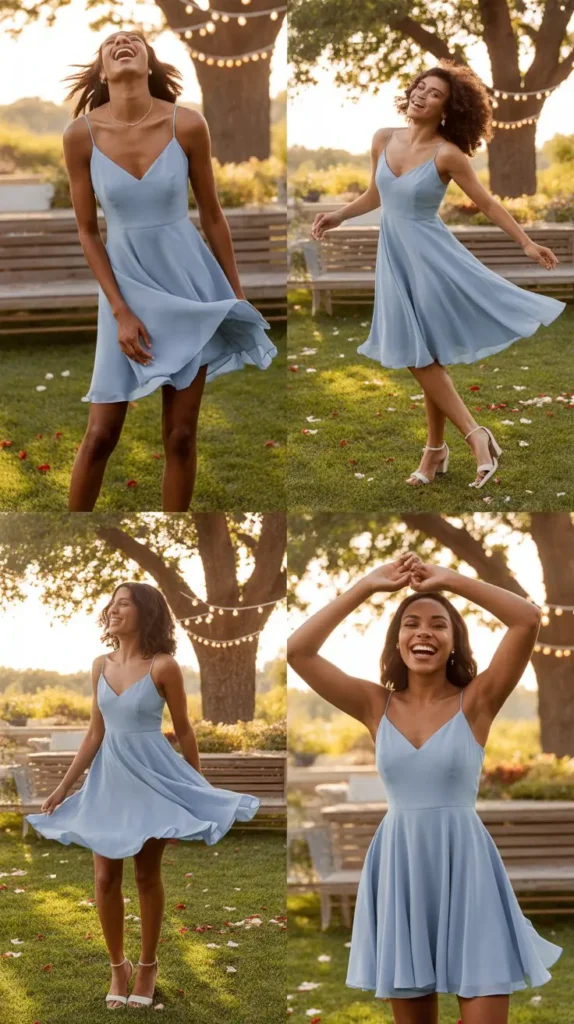 Short Light Blue Bridesmaid Dresses