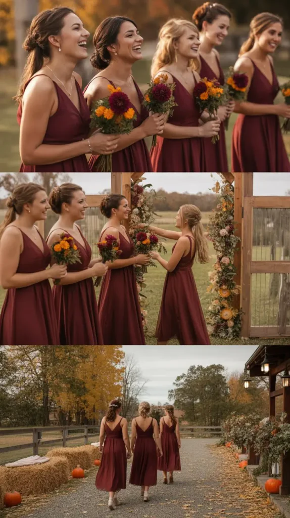 Wine Midi Bridesmaid Dresses