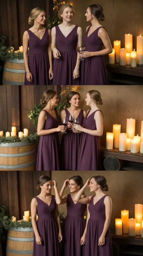 Plum Purple Chiffon A-Line Dresses