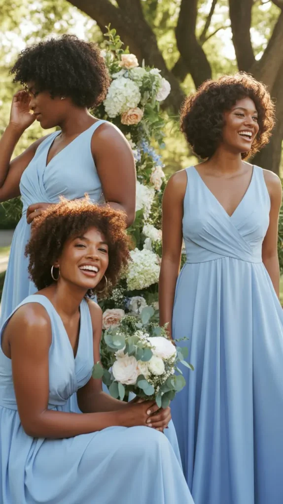 Sleeveless Light Blue Bridesmaid Dresses