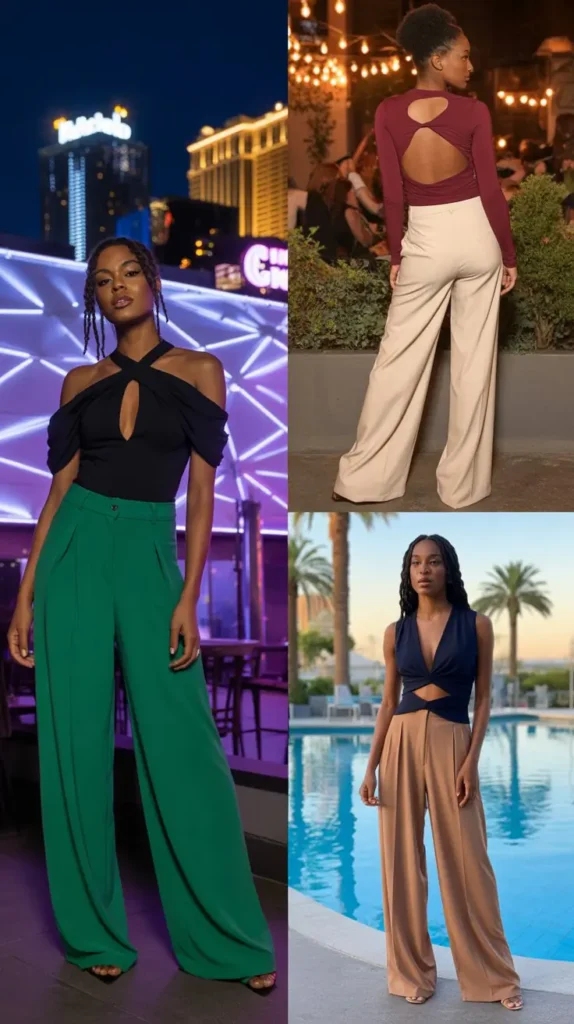 Cut-Out Detail Top With Wide Leg Pants