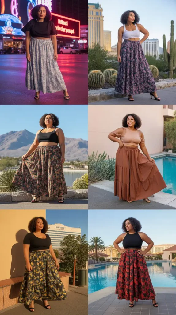 Tiered Maxi Skirt with Crop Top