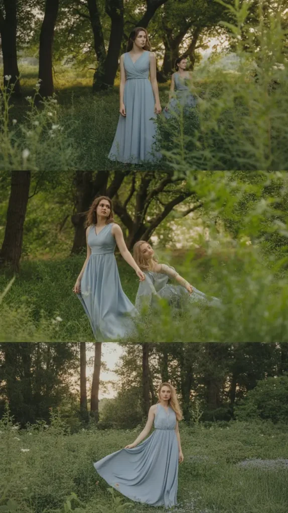 Dusty Blue Flowy Maxi Dresses