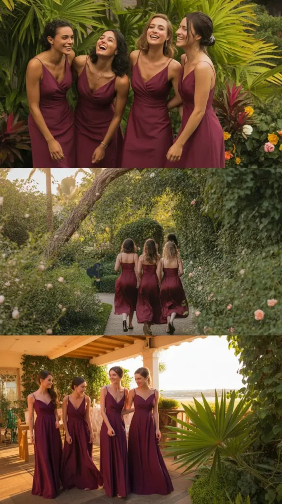Sleeveless Wine Bridesmaid Dresses for Warmer Climates