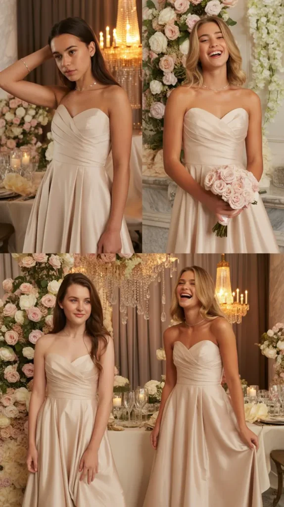 Strapless Sweetheart Champagne Dress