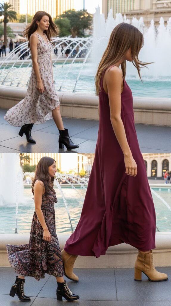 Maxi Dress with Ankle Boots