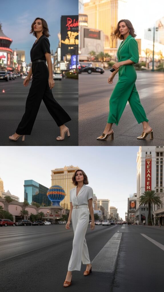 Wide-Leg Jumpsuit with Heeled Mules