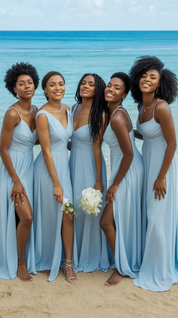 Light Blue Bridesmaid Dresses for Beach Weddings