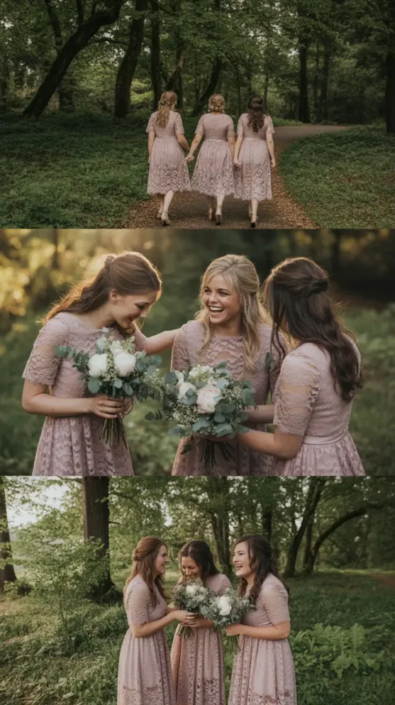 Dusty Rose Lace Midi Dresses