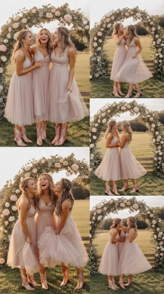 Blush Pink Tulle Midi Dresses