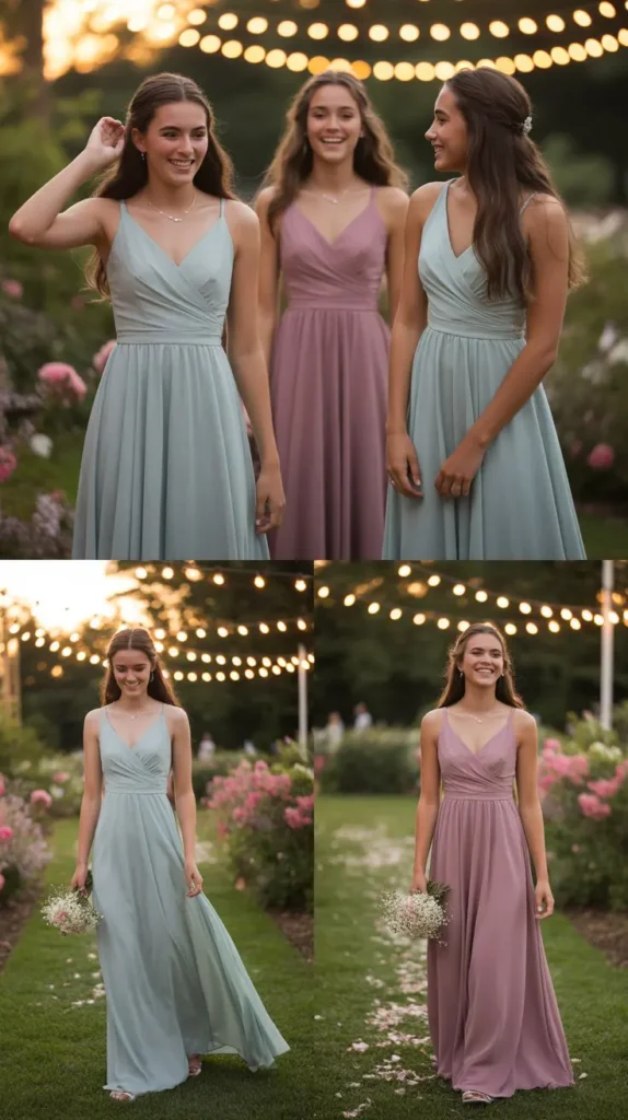 V-Neck Chiffon Gown