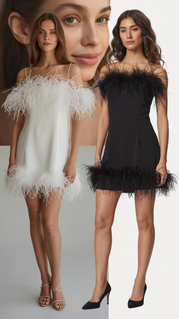  Feathered Mini Dress