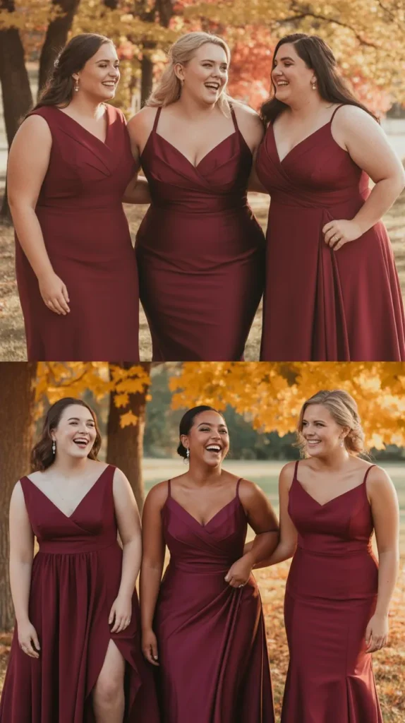 Wine Bridesmaid Dresses for Plus-Size Bridesmaids
