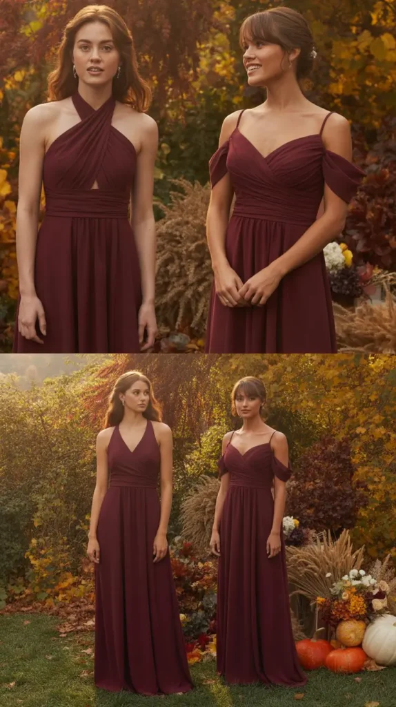 Convertible Wine Bridesmaid Dresses