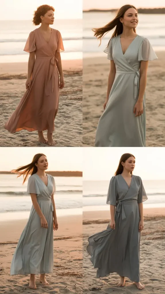 Flowy Maxi Wrap Bridesmaid Dress