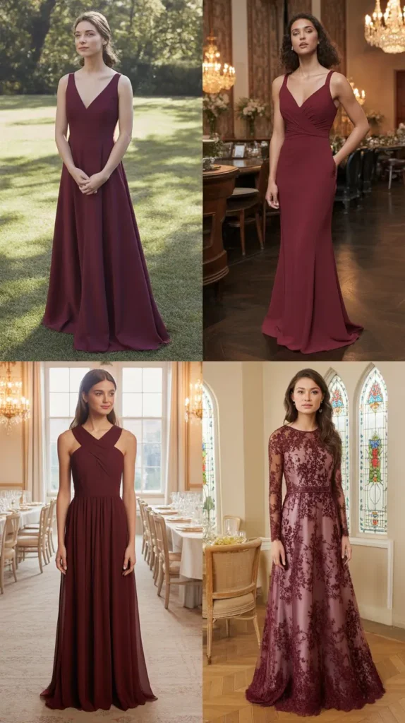 Classic Floor-Length Wine Gowns for a Timeless Look