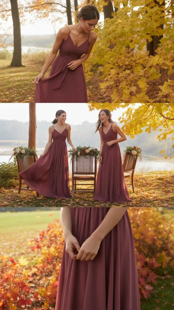Classic Wine Chiffon Bridesmaid Dresses