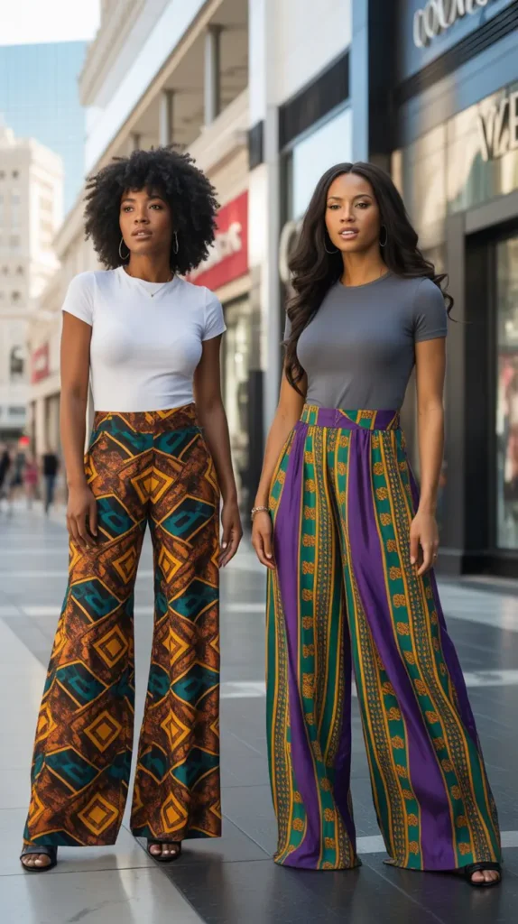  Printed Palazzo Pants With Simple Tee