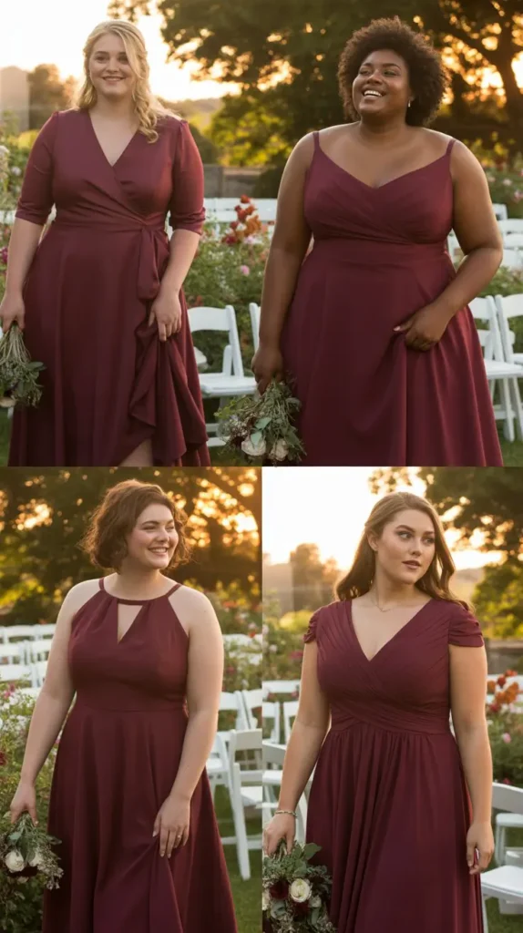Plus-Size Wine Bridesmaid Dresses That Celebrate Every Body